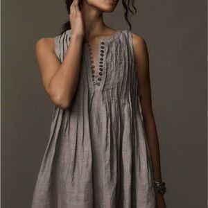 Anthropologie Sleeveless Gray Midi Dress